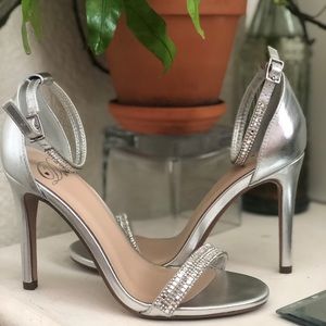 Silver Delicious strap heels